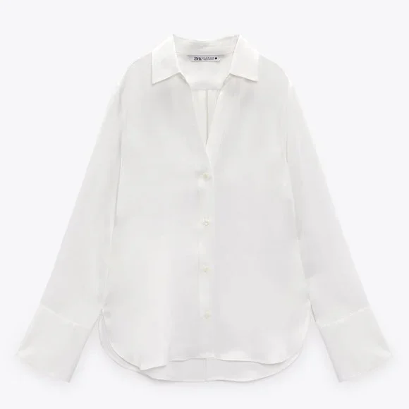 Zara Ecru Satin Blouse 2622/966 - Picture 5 of 6